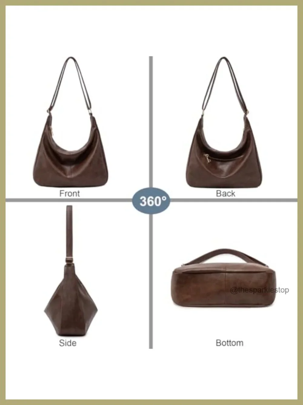 Foldable Hobo Shoulder Bag Crossbody Vegan Leather Handbag Women